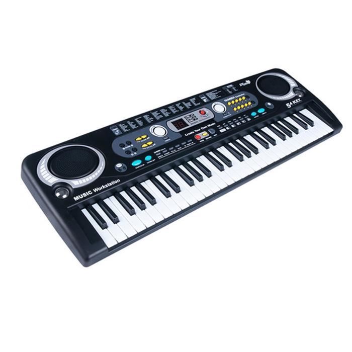 Teclado de piano com 54 teclas, função de gravação, 10 músicas, brinquedo musical educativo, cabo USB.
