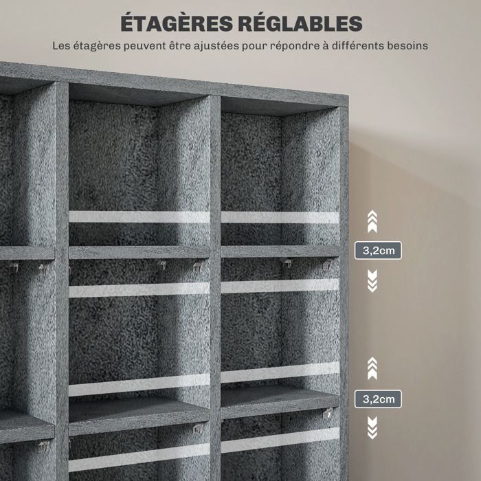 Mueble multimedia para 456 CD/336 DVD - HOMCOM - estantería de madera con baldas ajustables - 89 x 130,5 cm - gris