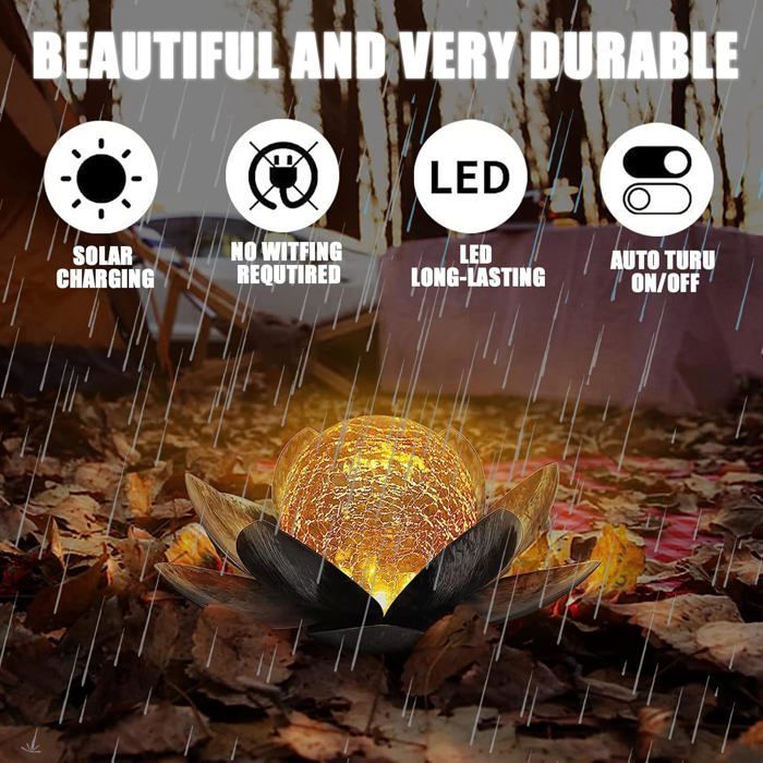 Outdoor Solar Lamp - SUTEO - Lotus Flower - Warm White - IP44 Waterproof - 28x28x12 cm - Solar Powered