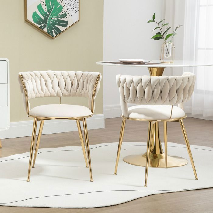 Feuille épaissie Chaise de salle à manger en velours doux Set de 2 pièces, Chaise de salon rembourrée douce et confortable, Chambr