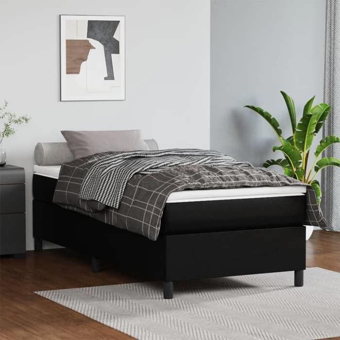 Struttura letto con materasso - Maison Exclusive - Ecopelle nera - 80x200 cm - Massimo relax