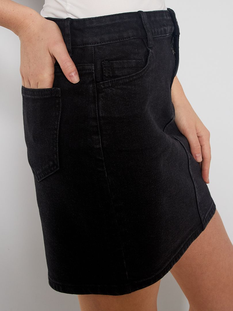 Saia jeans curta - Preta