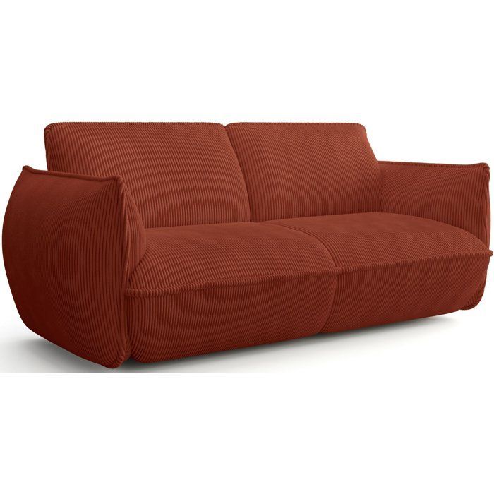 Festes Sofa – 3-Sitzer – SOFFIO – Stoff Terracotta – 220 x 98 x 83 cm