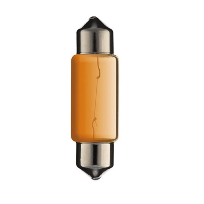 Luz intermedia naranja de 12 V 5 W 10x36 mm SV8.5 para matrícula, luz trasera, luz de freno e intermitentes de coche.