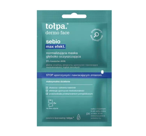 Tołpa Dermo Face Sebio Max Efekt normalizująca maska głęboko oczyszczająca 2x6ml