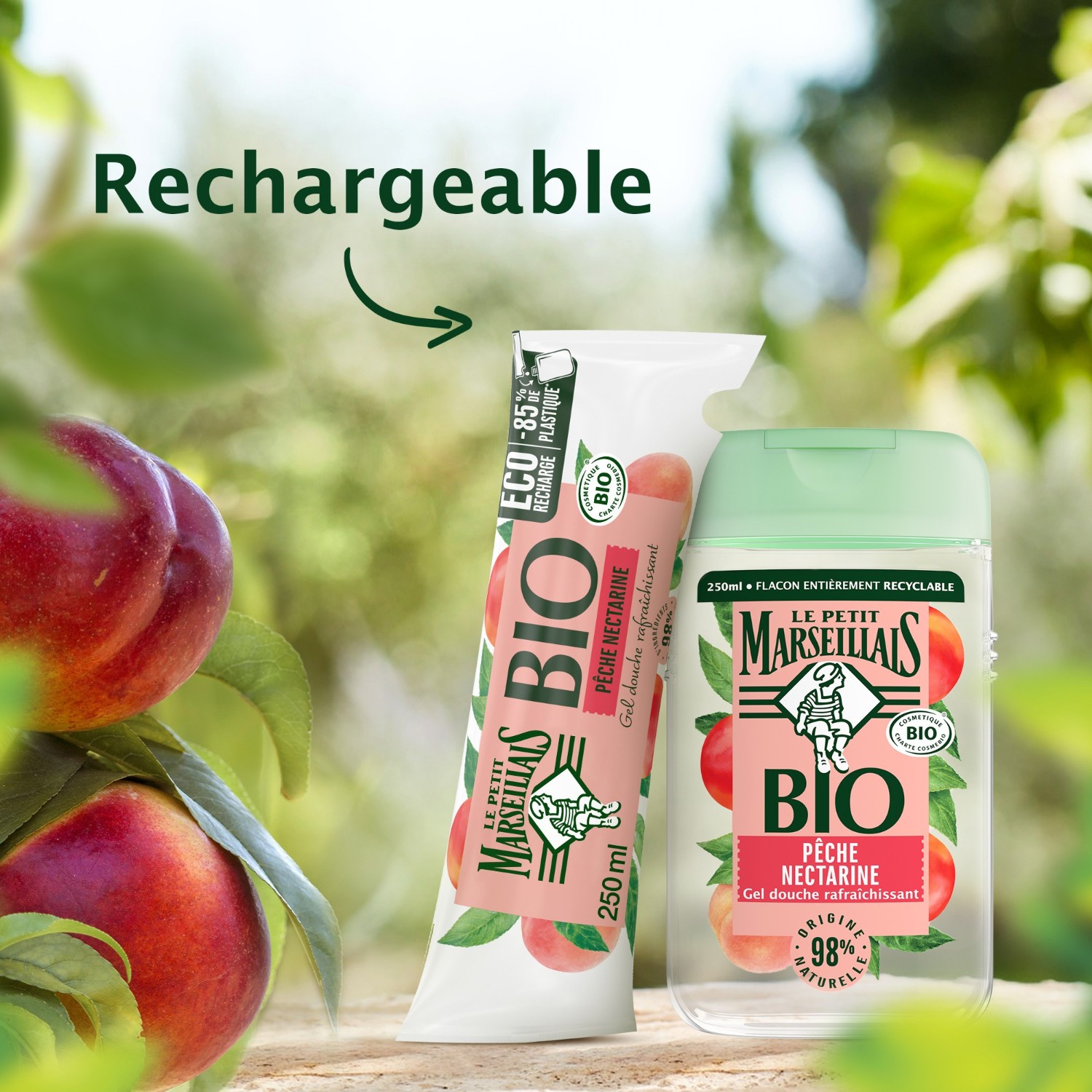 Le Petit Marseillais Gel Douche Bio Rafraichissant[[,]] au pH neutre[[,]] Pêche Nectarine[[,]]