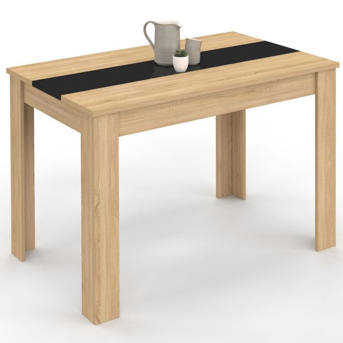 Mesa de comedor rectangular fija - IDMARKET - ROZY - Madera y negro - 4 personas - 110 cm