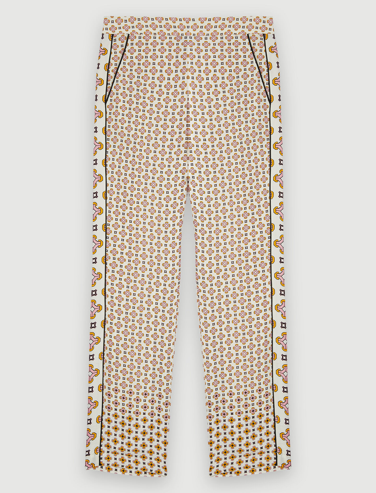 Broek van viscose met print - Tiles fond écru