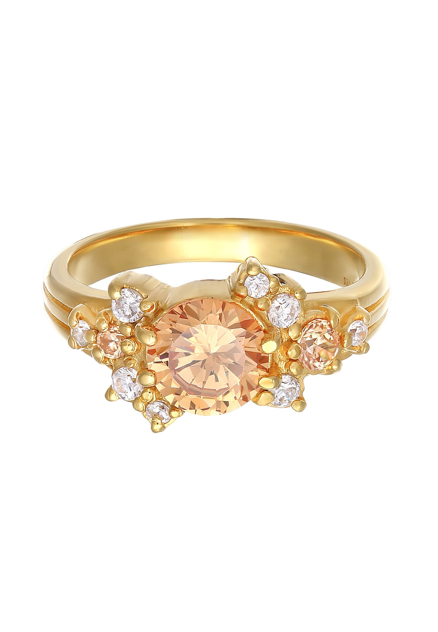 Elli PREMIUM Elli PREMIUM Bague Femmes Cocktail Statement avec zirconium en argent sterling 925 plaqué or