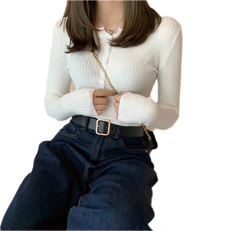Pulls femme printemps-automne, col rond, manches longues, maille, basiques, unis
