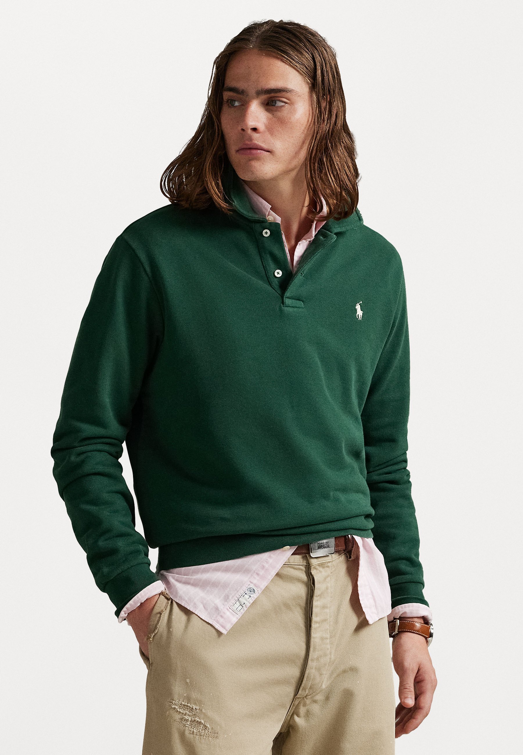Polo Ralph Lauren sweatshirt met luskraag - Sweatshirt - vintage dennenhout