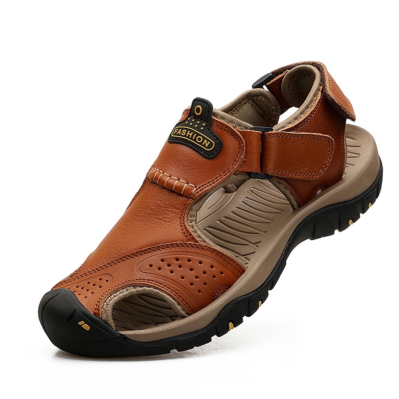 Sandales d'été pour hommes 2021, en cuir véritable, chaussures décontractées, style romain, grandes tailles 38 à 44.