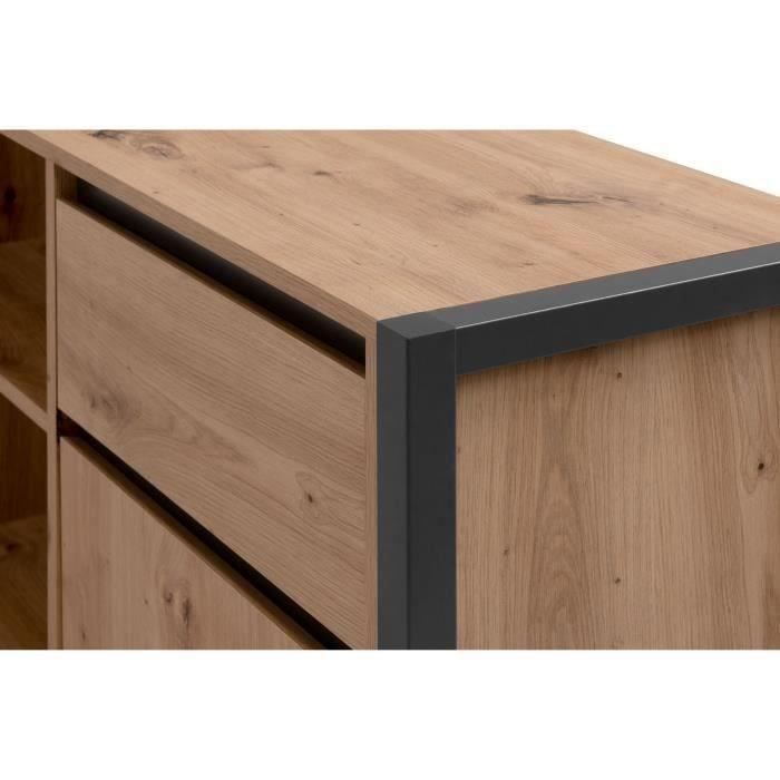 Bureau d'angle réversible Denver - Panneaux de particules - Coloris chêne artisan, anthracite - 139 x 75 x 139 cm