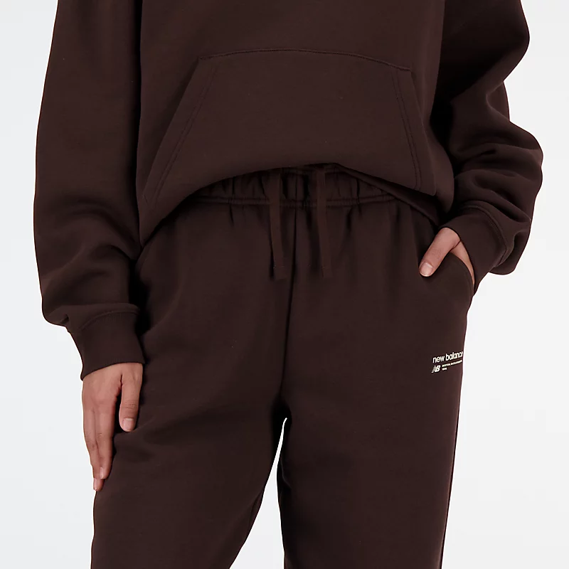 Linear Heritage Damen-Sweatpants aus gebürstetem Fleece in Schwarz-Kaffee