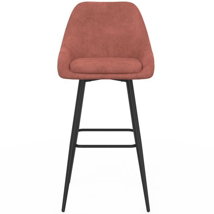 IDMARKET Set of 4 THALYA bar stools in terracotta velvet with half-armrests