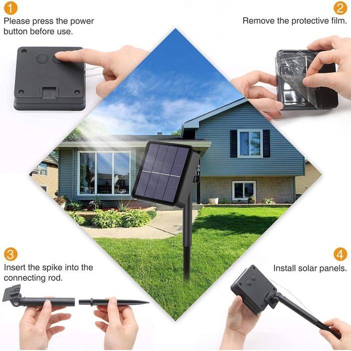 Set of 2 Colorful Solar String Lights for Outdoor Use, 12M, 120 LEDs, 8 Modes, Waterproof Solar String Lights