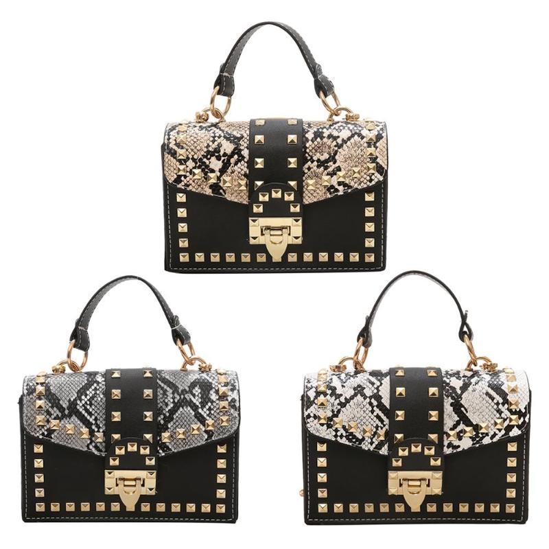 Hot Sale Handbags Multi function Women PU Leather Crossbody Bags Serpentine Rivet Satchel Chain Shoulder Handbag