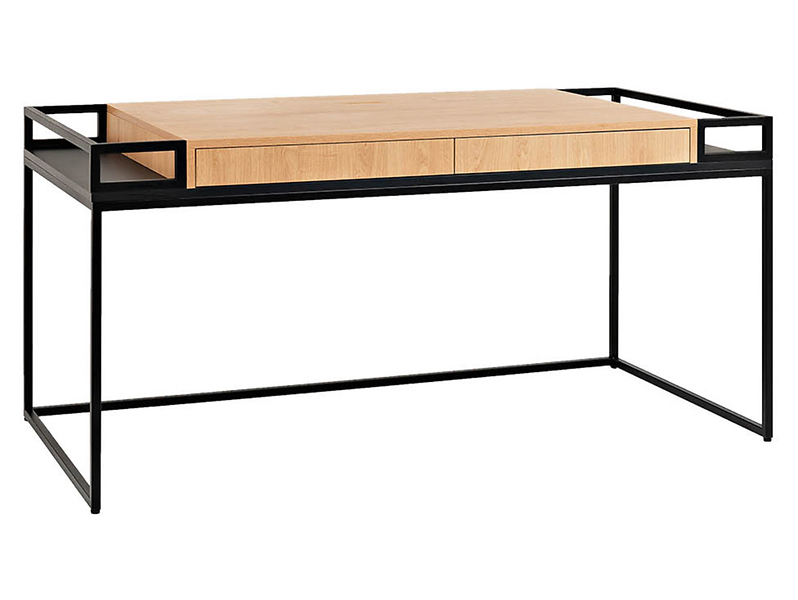 Biurko K16 200 cm z 2 szufladami dąb