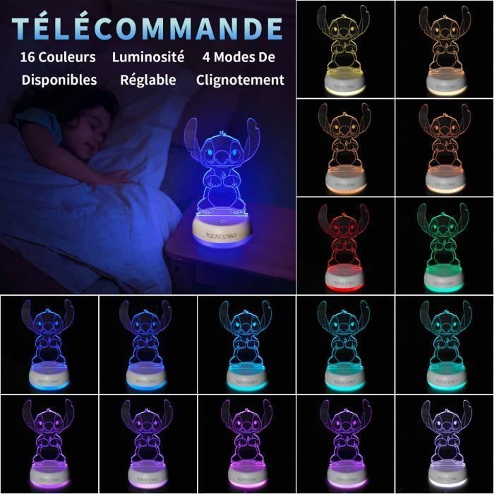 KENLUMO Lampe Stitch Noël Enfant Cadeau Lampe de chevet LED télécommande Touchez pour changer decouleur decoration veilleuse fille