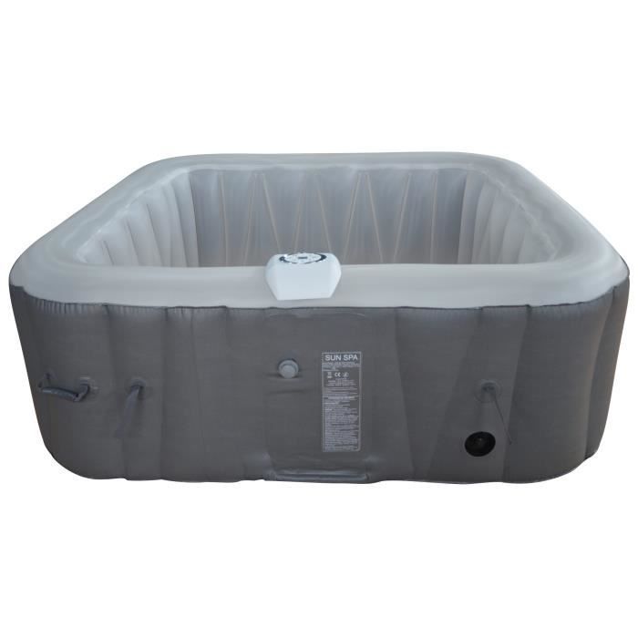 Vierkante opblaasbare jacuzzi met ledstrip - Sun Spa - 4 personen - Klaar in 5 minuten - Inclusief afdekking en filter