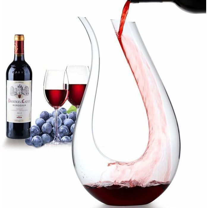 Carafe à vin soufflée à la main 1,5L en cristal sans plomb-Design en forme de cygne-Versement facile et sans gouttes