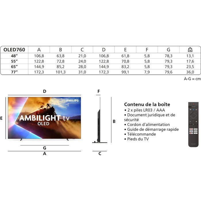 Philips 48OLED760 Ambilight - TV OLED 48