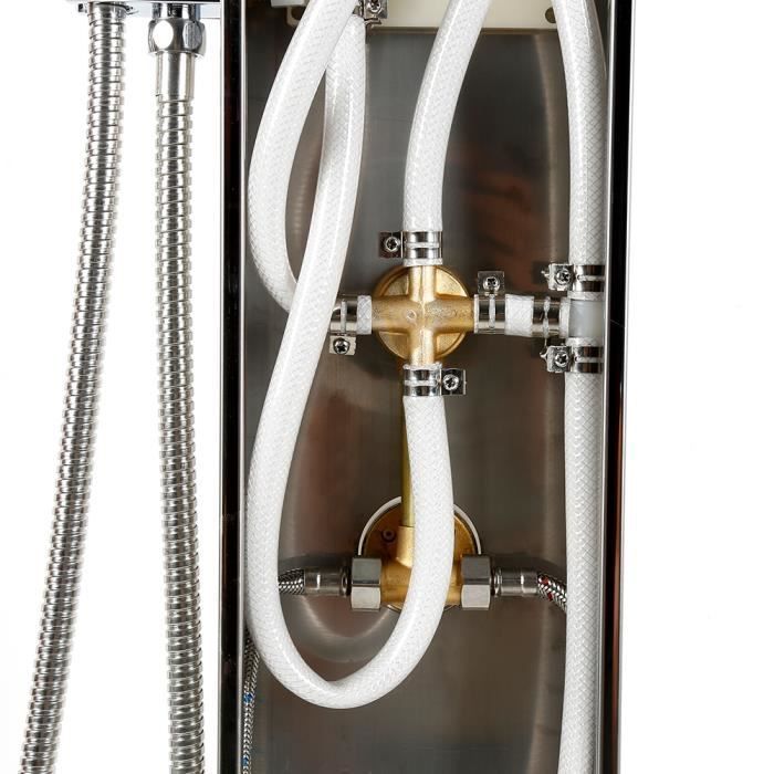 Colonne de douche B.LIVEM - Paroi de douche - Douchette à main - 15 x 47 x 130 cm - Miroir argent