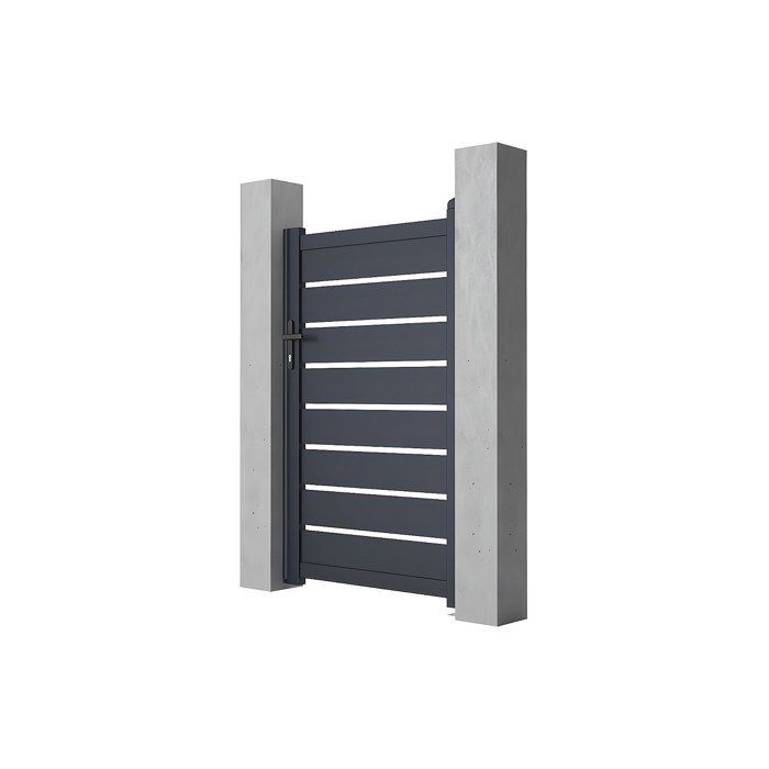 Portillon battant aluminium ajouré L103 x H165 cm anthracite - PRIMO
