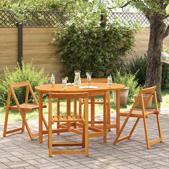 BONNIE®Table de jardin/balcon/Terrasse - Contre l'usure/corrosion - Pliant 5 pcs Marron 110 x 60 x 72cm - 2/4/6 Personnes EU2115507