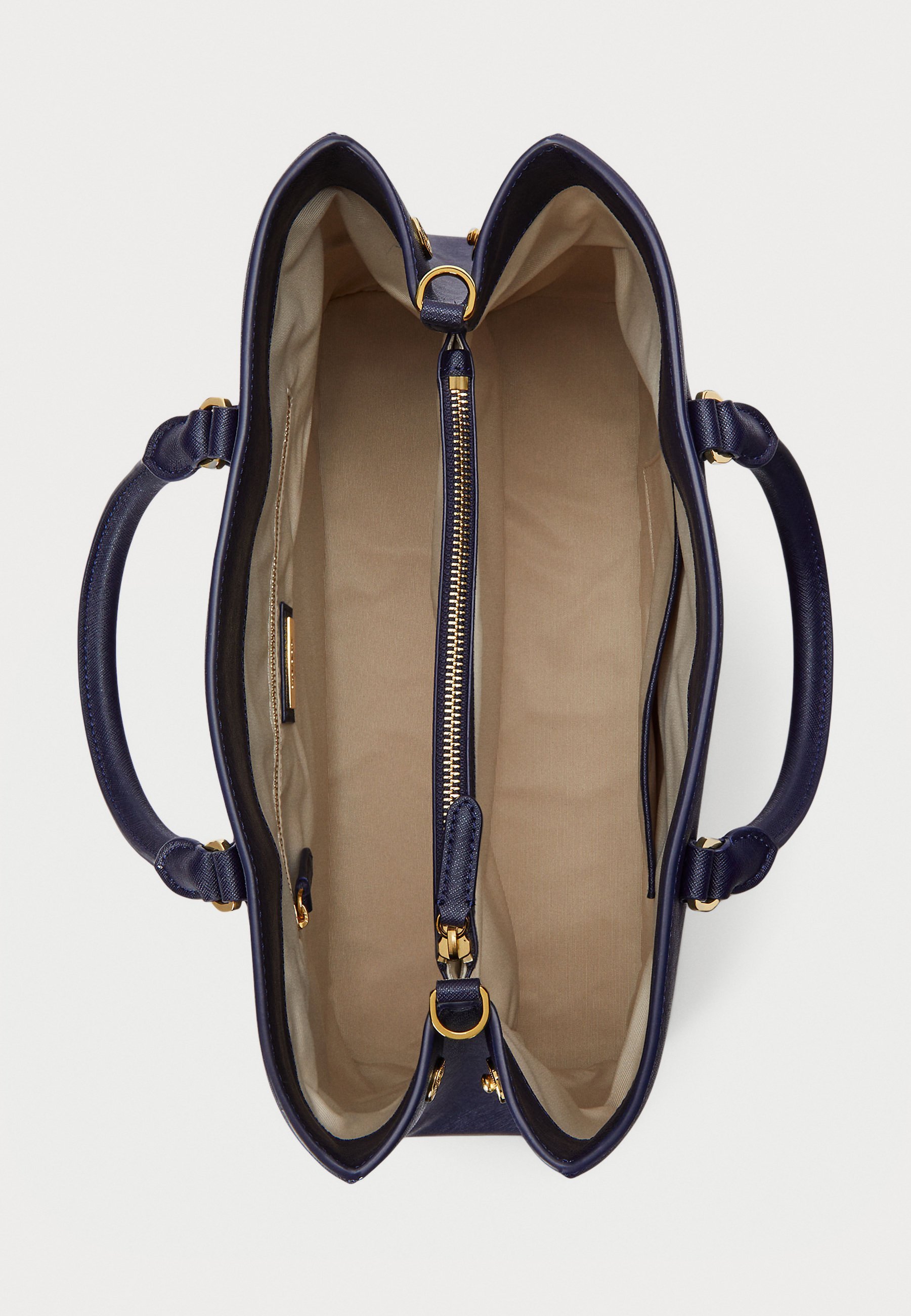 Lauren Ralph Lauren CROSSHATCH LEATHER LARGE HANNA SATCHEL - Torebka - wyrafinowany granat