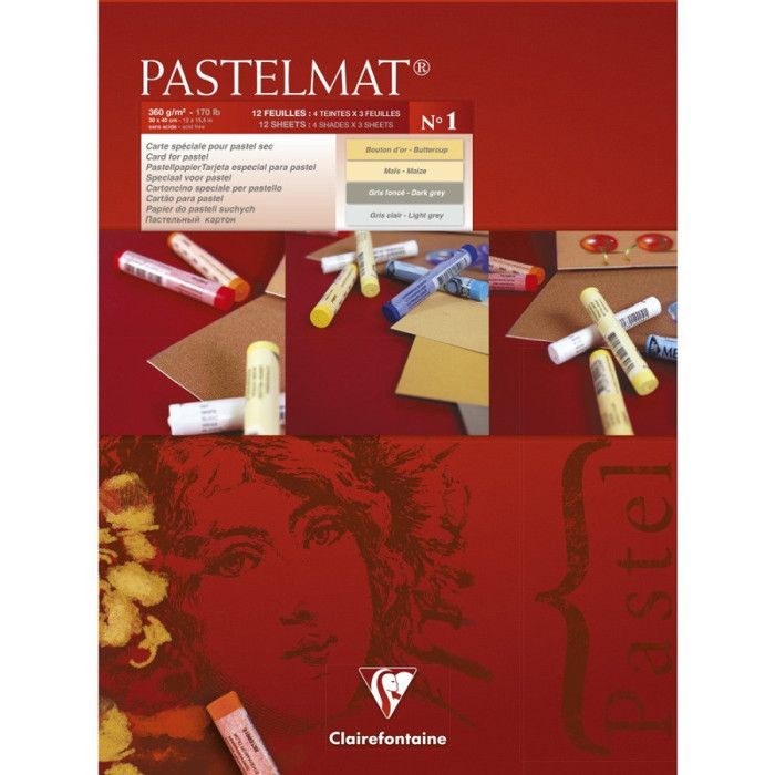 Clairefontaine Pastelmat paper 30 x 40 cm 360 g/m², pack of 12 sheets - cork grain surface