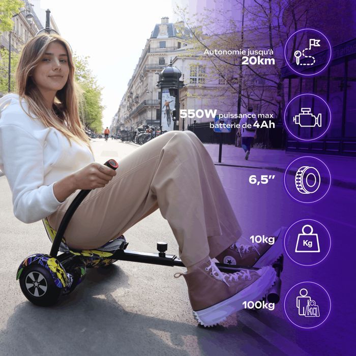 URBANGLIDE Pack Hoverboard Flash + Kart pilot multicolor 6.5