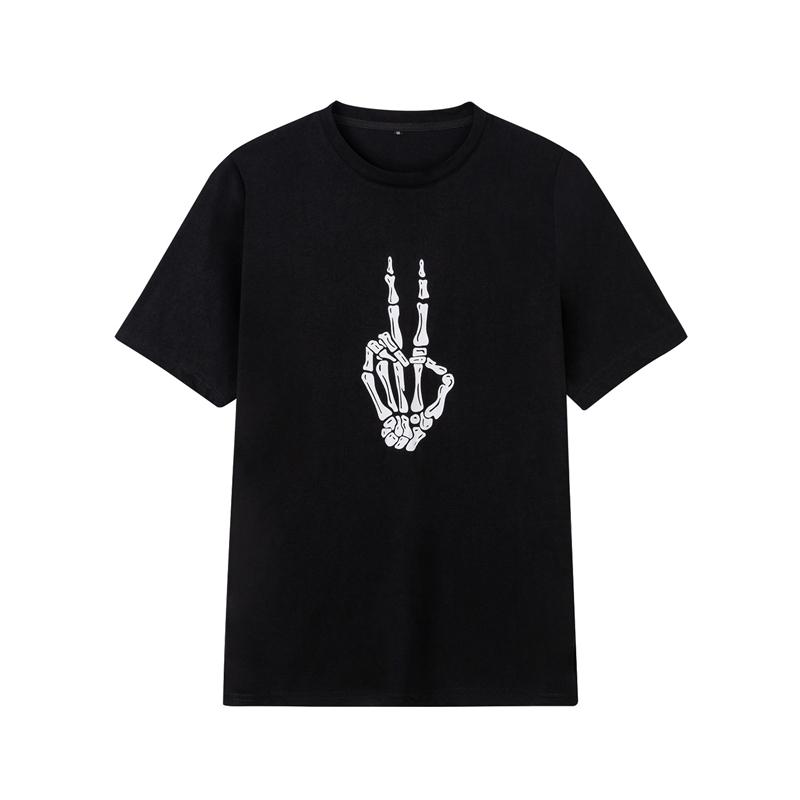 Maglietta da uomo a maniche corte con stampa teschio e mano, nuova moda estiva 2021, stile hip hop, modello Halloween, FM463.
