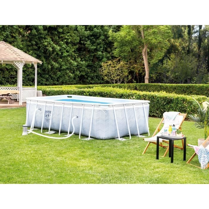 Kit de piscina tubular elevada Intex - Estructura Pris - 400 x 200 x 100 cm - Rectangular (Bomba, cartucho y escalera) - 26780NP