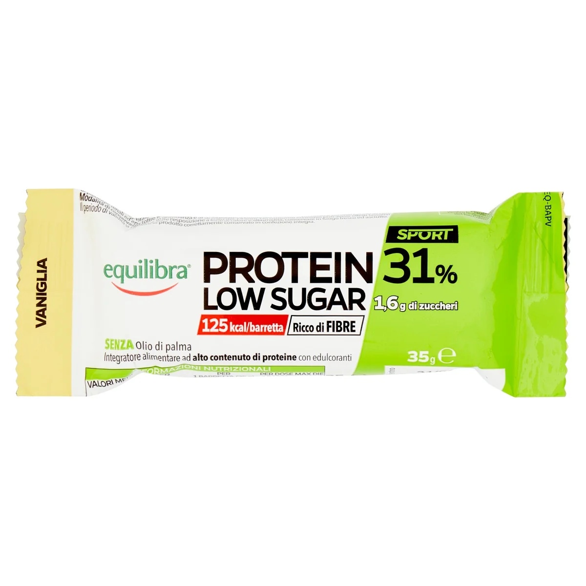 EQUILIBRA Equilibra Protein 31% Suikerarme vanillereep 35 g Rijk aan vezels