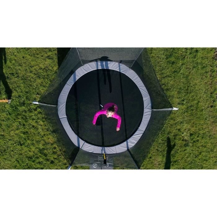 Trampoline  Ø 250 cm Gris - KANGUI - Maxi Eco Avec Filet