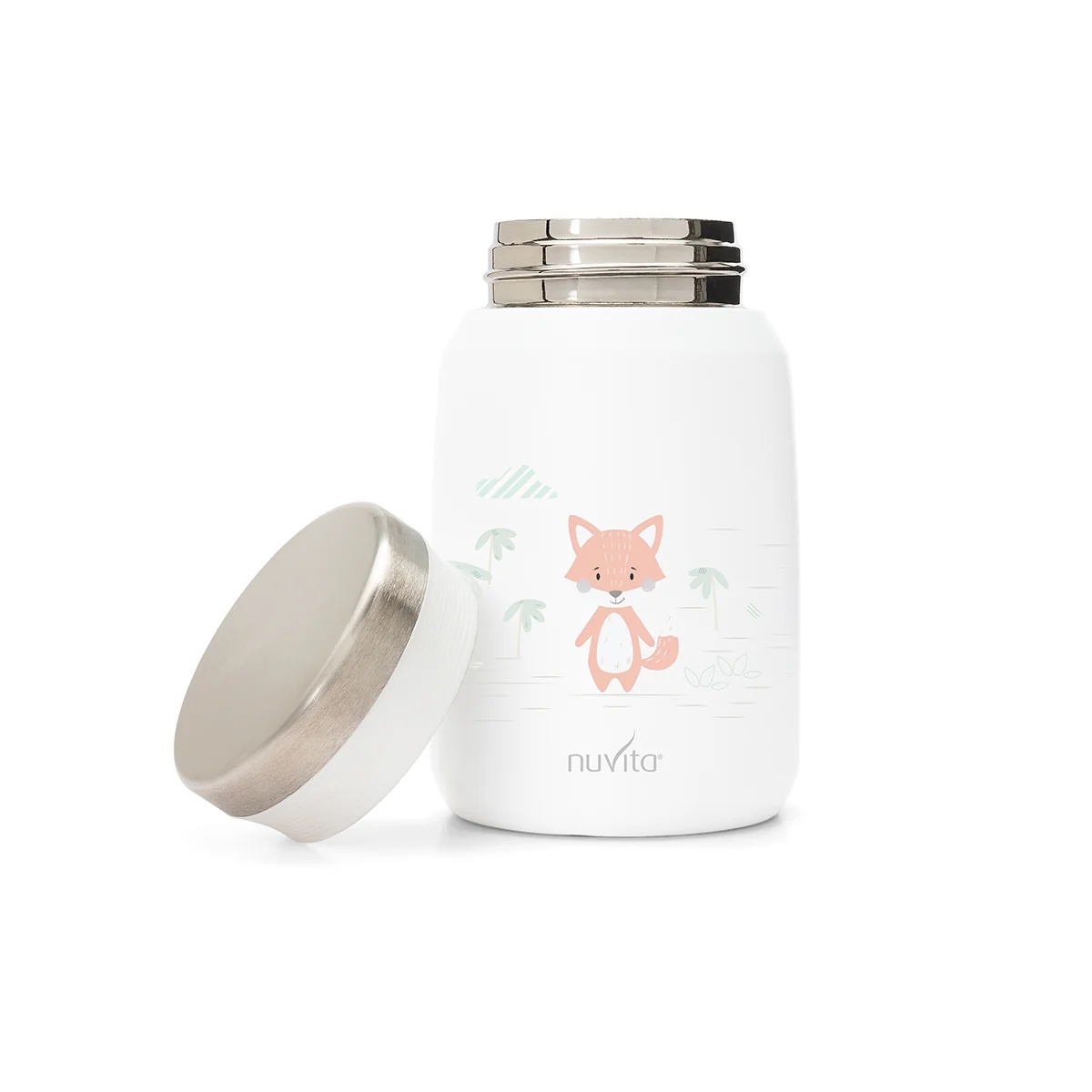 NUVITA Thermos Nuvita en acier inoxydable pour aliments liquides/solides, blanc, 500 ml, fermeture hermétique pour aliments pour bébés et bouillons