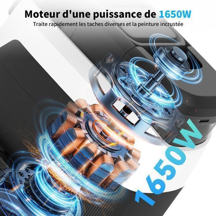 Nettoyeur Vapeur  - 1650W - Réservoir 1,3L - Tuyau 1,5M - Modes multiples - Bouton tactile - Vapeur à haute température