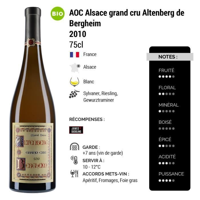 Alsace grand cru Altenberg de Bergheim Moelleux Blanc 2010 - Bio - 75cl - Marcel Deiss - Vin Doux AOC Blanc d' Alsace