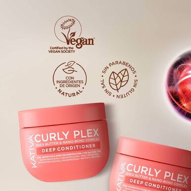 Kativa Curly Plex Syvähoitoaine kiharoiden määrittelyyn ja uudelleenrakennukseen, 350 ml