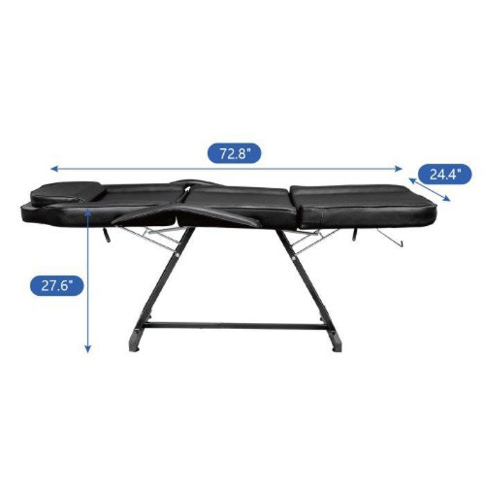 Table de massage Cadre en fer - jambe et dossier réglable - 185 x 82 x 70cm Noir