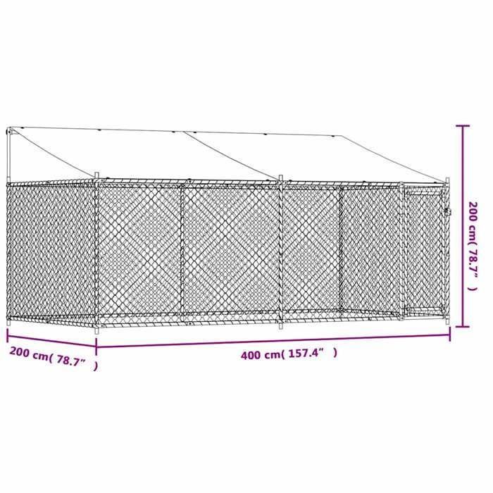 Jaula para perros vidaXL con techo y puerta, caseta para perros, caseta para perros, caseta para jardín/patio, gris, 4x2x2 m, 3209568
