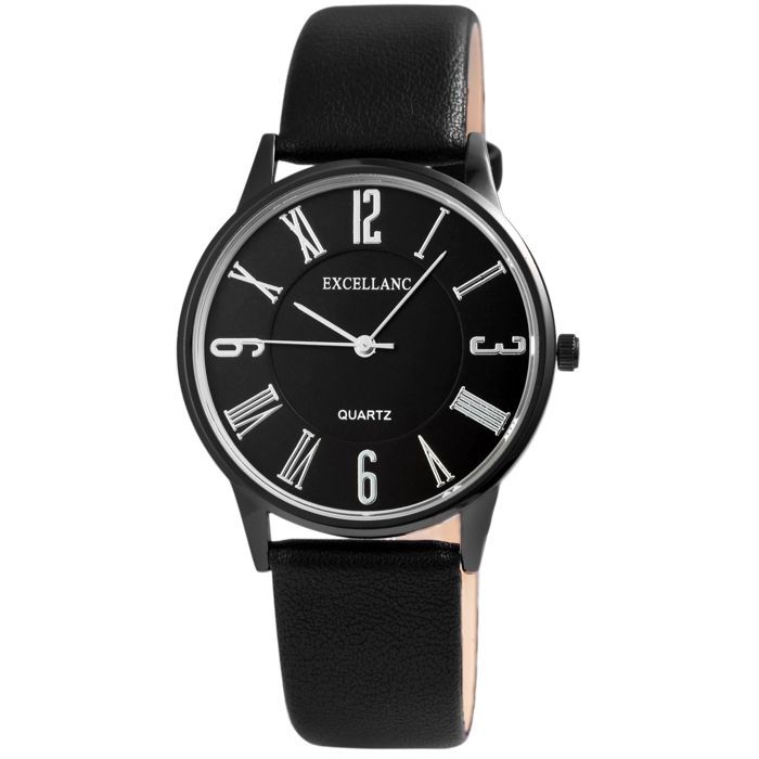 Montre femme - EXCELLANC - Excellanc Femme Noir Métal - Boîtier 40 mm - Bracelet simili 20 mm - Mouvement quartz