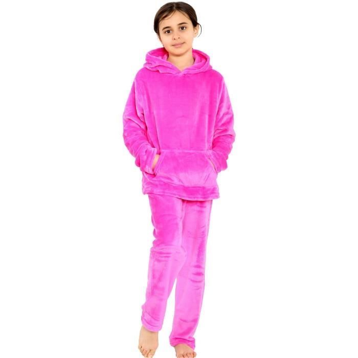A2Z 4 Kids Warm Fleece Hooded Twosie Pajamas for Girls and Boys, Sleepwear Set, Ages 5-13 Years