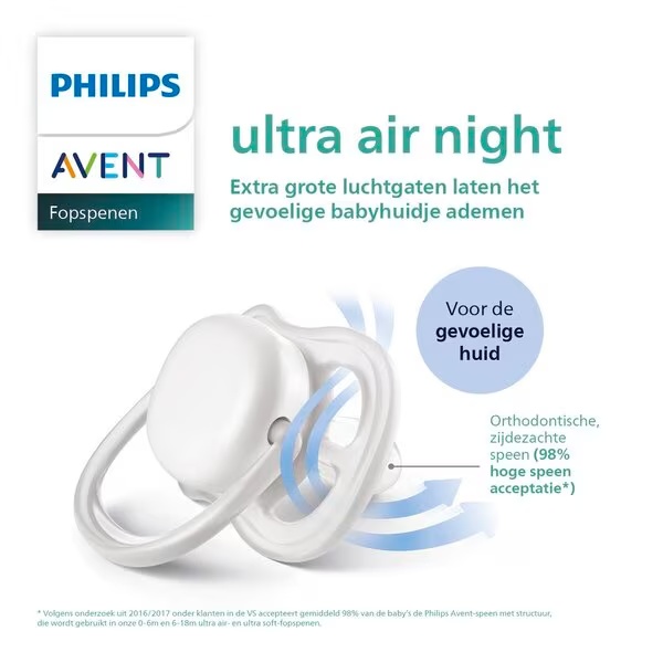 „Philips Avent Ultra Air“ naktinis čiulptukas 0–6 mėn. SCF376/18, „Fopspeen“