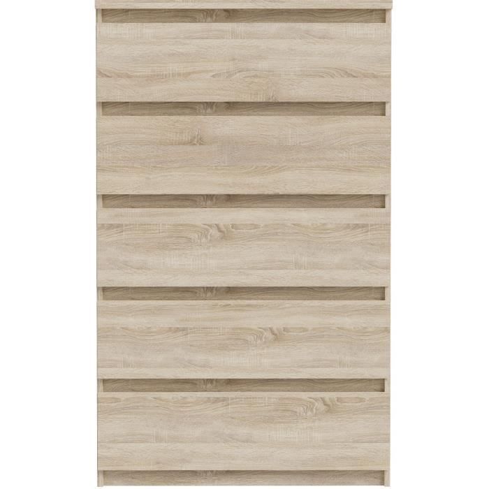 CHELSEA 5-drawer chest - Oak finish - W 77.2 x D 42.2 x H 128.1cm