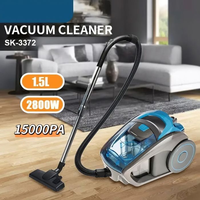 Aspiradora sin bolsa, 2800 W, 1,5 L, potencia de succión de 15 000 Pa, alta filtración, funcionamiento silencioso, filtración de alto rendimiento.