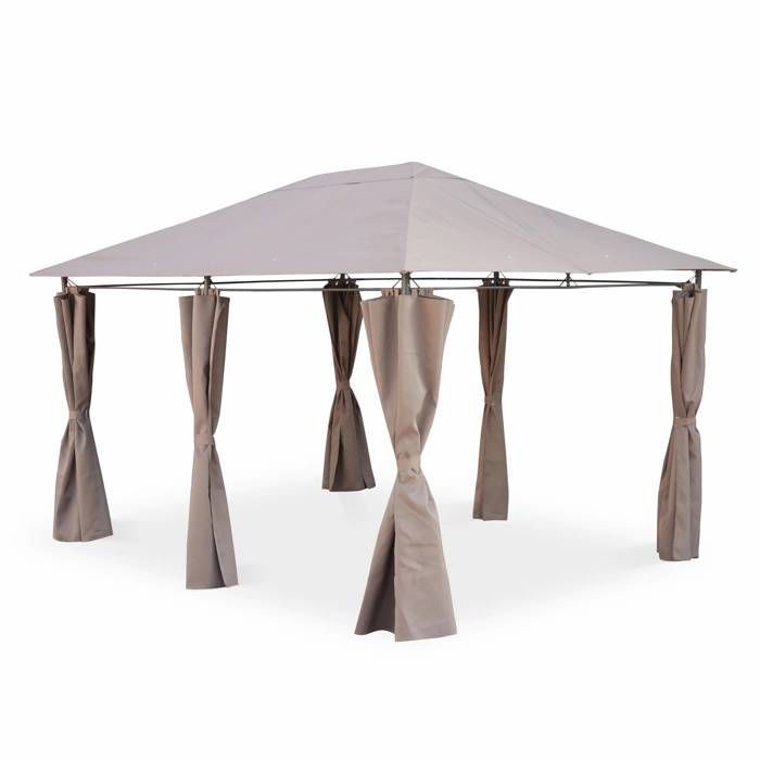 3x4 m Gazebo - Divio - Taupe Canvas - Pergola with curtains. Garden tent. Marquee. Party tent.