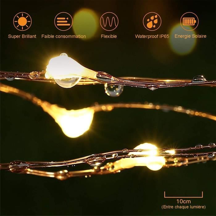 Tikawi x2 Solar en waterdichte buitenverlichting [Tuin, terras, huis, kerst, bruiloft decoratie] [10m] [100 LED's]
