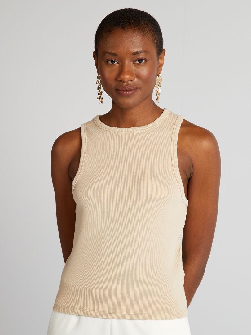 Tanktop met vintage-effect - BEIGE